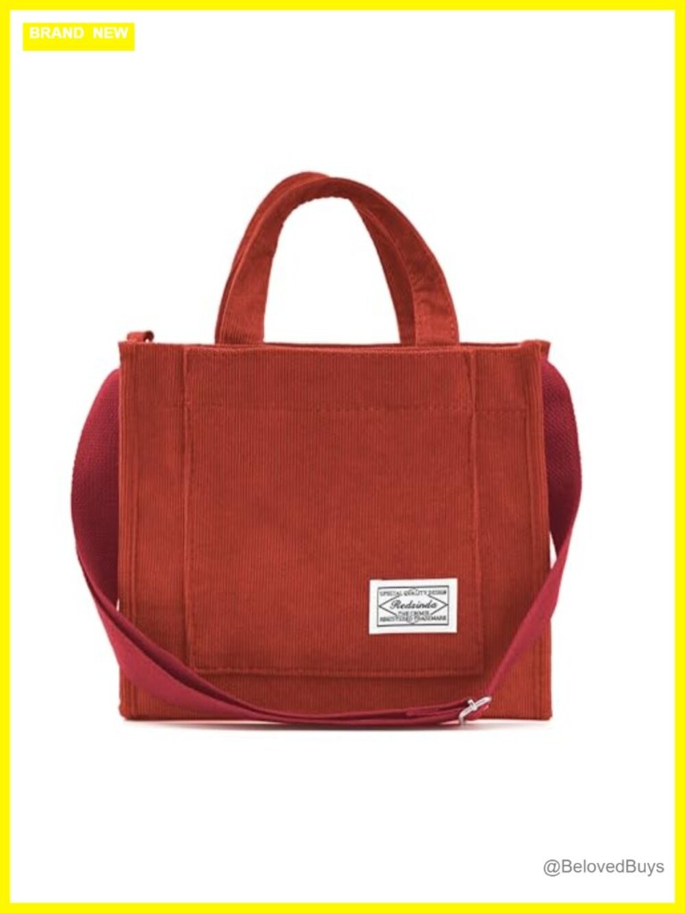 Corduroy Square Tote Bag Crossbody Shoulder Handbag Vintage Mini Travel